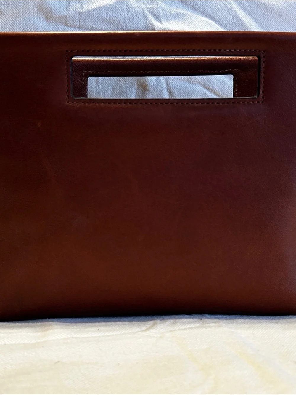 Coach Brown Leather Cutout Handle Briefcase Clutch with Gold Hardware